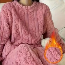 Winter Warm Coral Velvet Pajamas Set for Women Thick Sleepwear Soft Outerwear