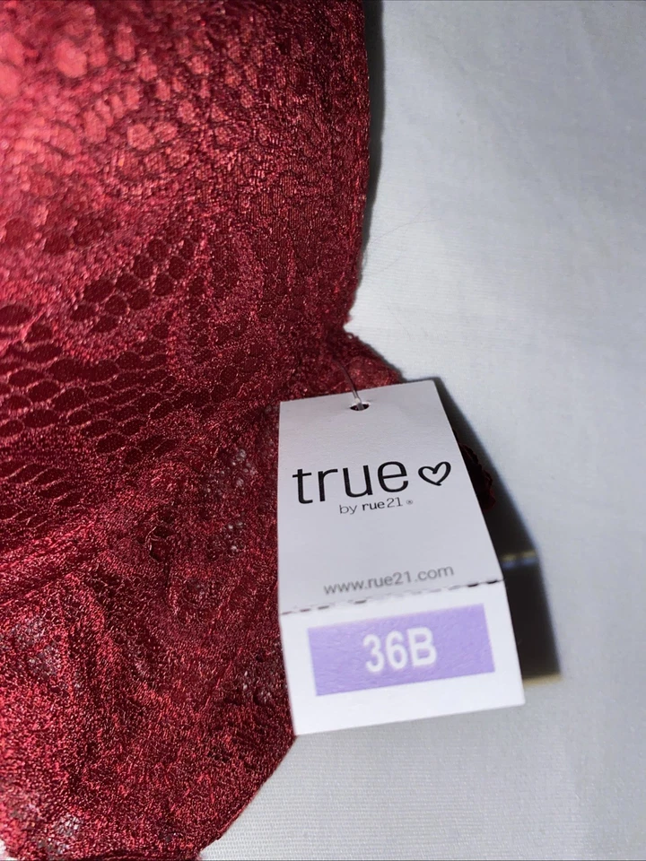 Rue 21 Red Lace Push Up Bra Sz 36B - Image 2 of 4