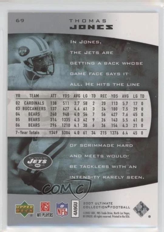 2007 Ultimate Collection /400 Thomas Jones #69 - Image 2 of 2