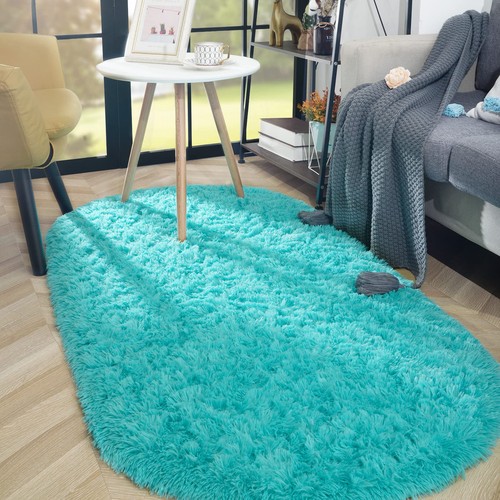 Oval Fluffy Rug Carpets, Modern Plush Shaggy Area Rug for Bedroom Extra Comfy... - Picture 7 of 8