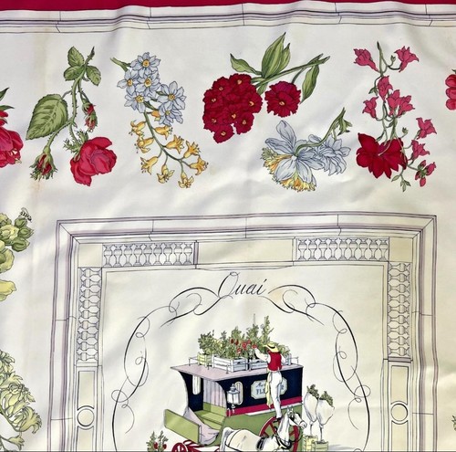 HERMES 100% Silk scarf floral pattern Quai aux Fleurs Made in France with Box - Picture 5 of 12