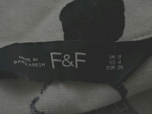 F&F Ivory & Black Linen Blend Skirt. Size 8 UK. Excellent Condition. - Picture 3 of 5
