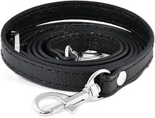 Leather Straps Replacement for Handbags,Purse Strap, Black With Silver Buckle