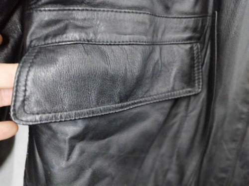Vintage 80` COMINT Black Leather Men’s Motorcycle Jacket PIT 24 INCH - Picture 8 of 12