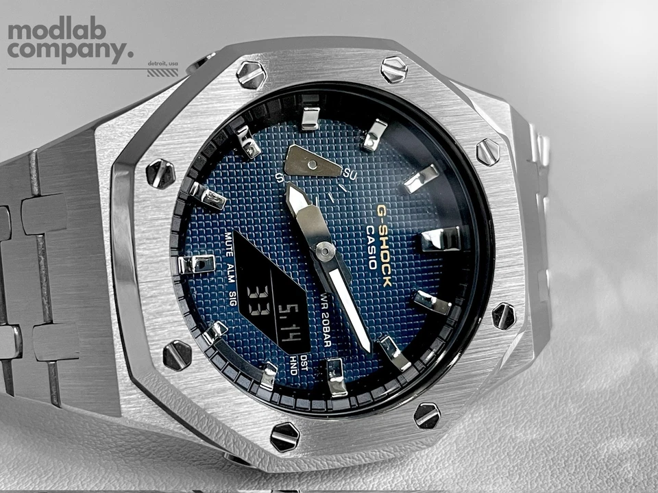 NUEVO LIMITIEMED MLC-502 [Serie Clásica] casioak - Perno Plateado/Esfera Azul Marino Waffle Foto 2 de 4