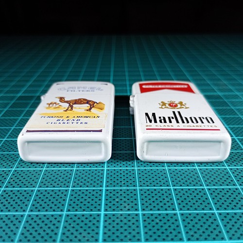 Marlboro Camel Cigarettes Lot 2 Vintage Petrol Lighters Unbranded Windproof - Picture 5 of 8