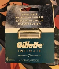 New Gillette Intimate Pubic Hair Razor Cartridges 4 Razor Blade Refills