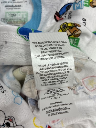 Spin Master Paw Patrol Baby Boy Pajamas 12M Chase Skye Marshall 2 Pc Sleepwear - Picture 6 of 6