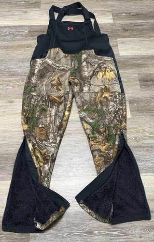 Under Armour Coldgear Storm Camo Bibs Realtree Xtra Sz Men’s XL Fleece Lined - Picture 3 of 10