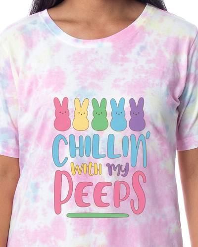 Easter Peeps Marshmallow Candy Women's Chillin' Tie Dye Nightgown Pajama - Picture 2 of 4