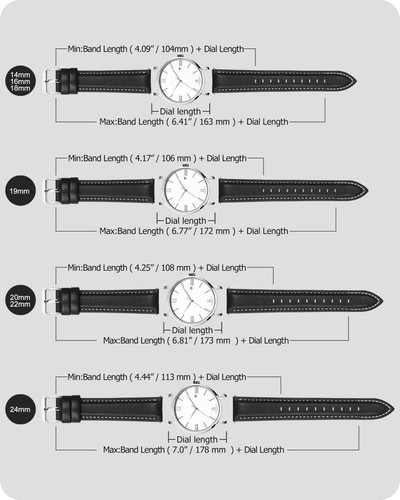 Fullmosa Correa de Reloj Libro Cuero 22mm Grano Superior Correa de Cuero Reloj Reemplazar 876 - Imagen 5 de 6