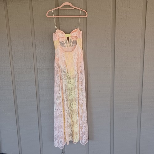 For Love And Lemons Women Blossom Maxi Dress SZ S Feminine Lace Sheer Underwire - Picture 4 of 21