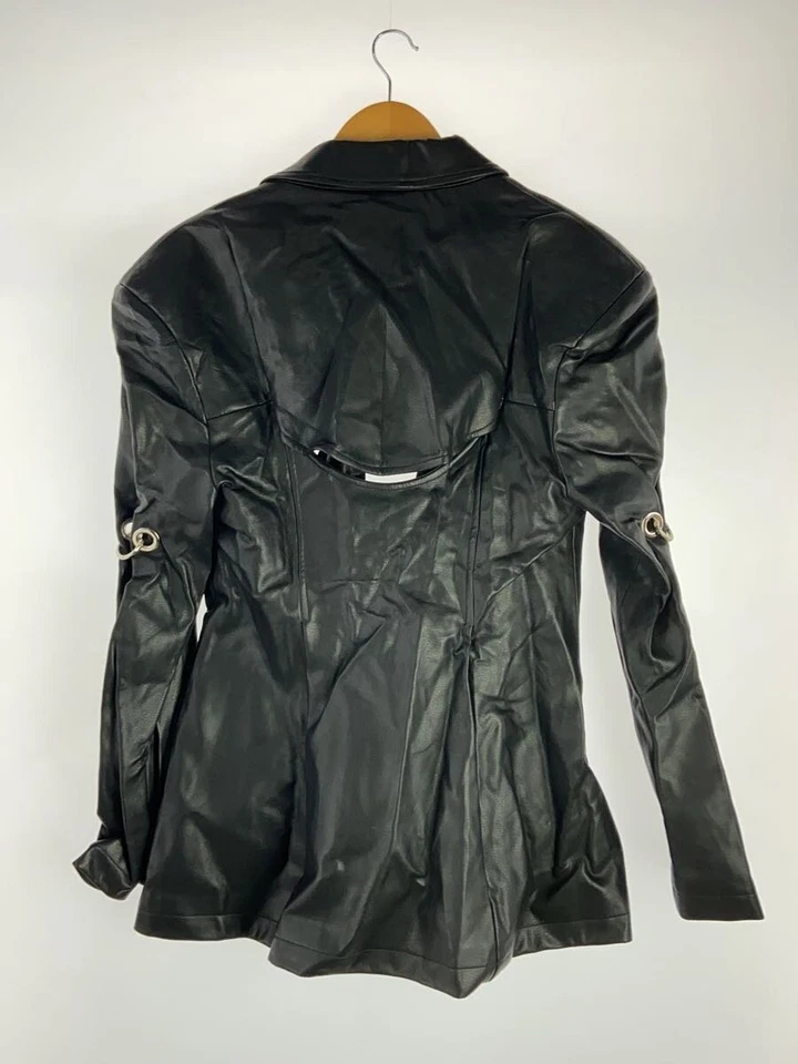 24Ans/Back Open Leather Design Jacket/M/Cotton/Blk 3612 - Image 2 of 4