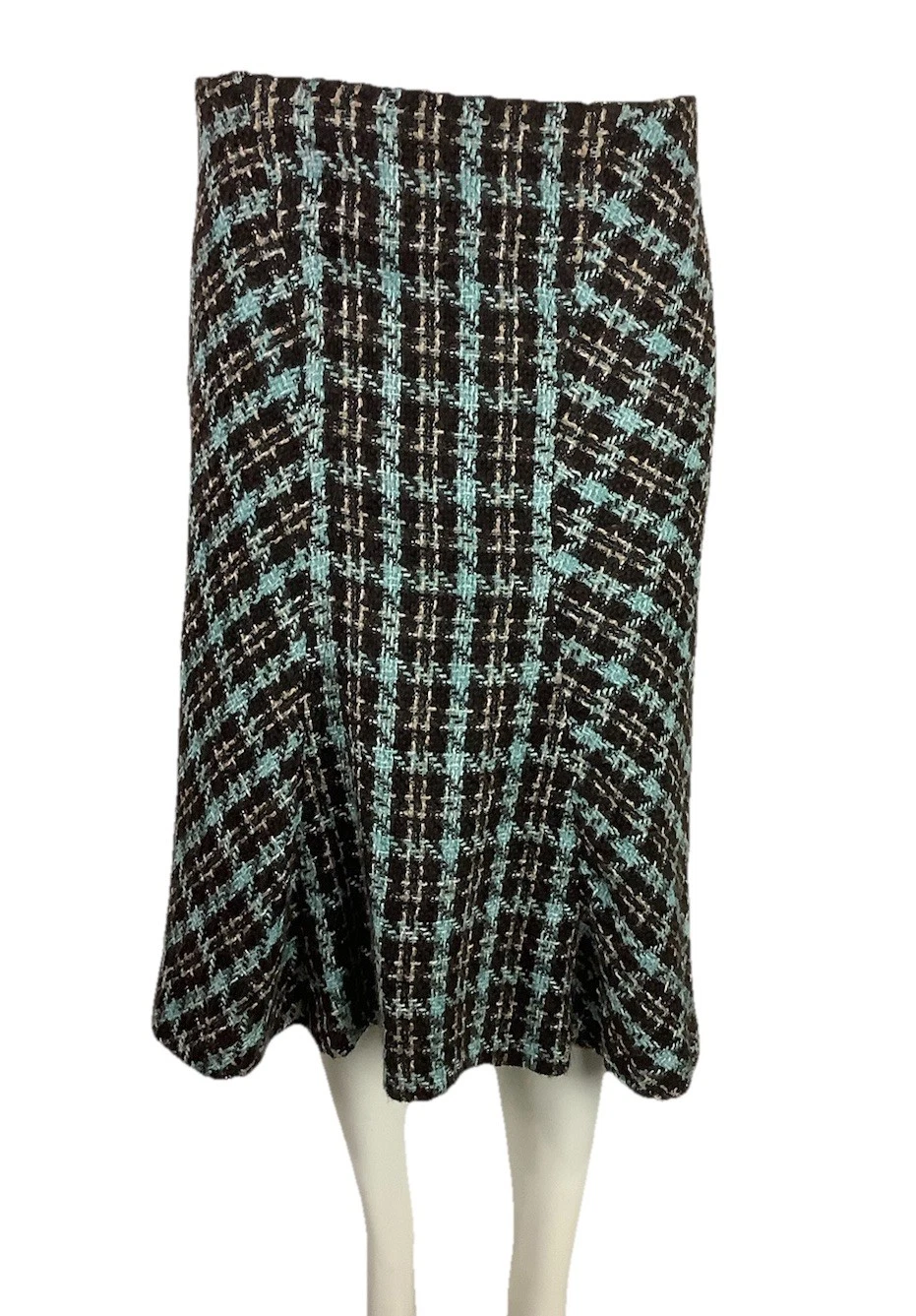 Anthropologie Sz 10 Tweed Plaid Print Flare Retro Look Skirt Multicolor AZ