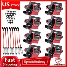 8Pack Square Ignition Coil & Spark Plug Wires For GMC Envoy Chevrolet 4.8L 5.3L