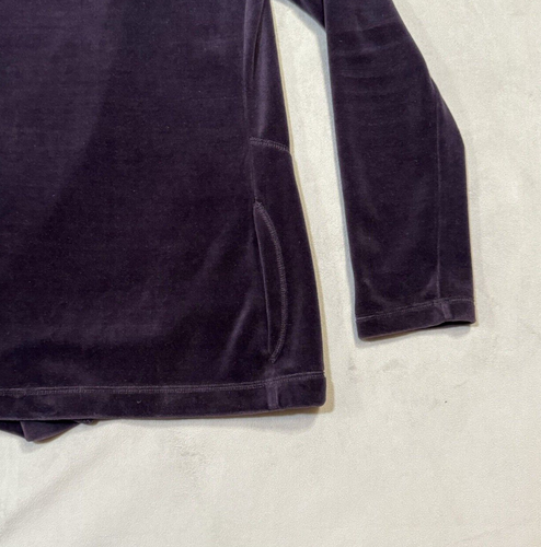 Calvin Klein Tie Wrap Hoodie Womens Small Purple Velvet Sweater Open Front - Picture 5 of 12