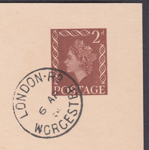1955 QEII 2d Brown Stationery Postard FDC; London Rd / Worcester CDS - Picture 2 of 3