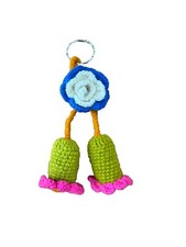 Handmade Crochet Flower Keychain Key Ring Knitted Flower Purse Charms - 4 Inches