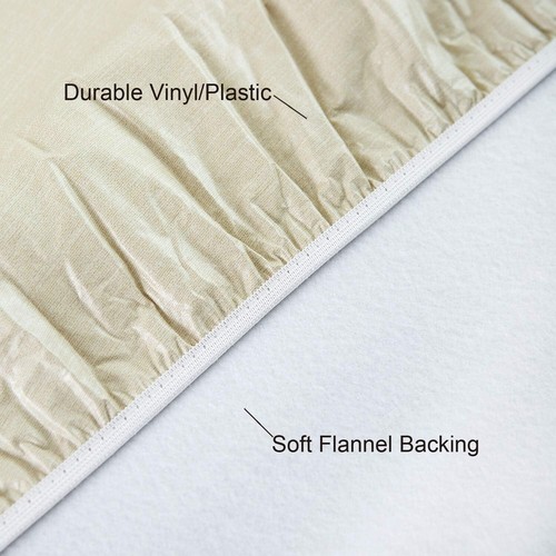 round Fitted Vinyl Tablecloth with Elastic Edge 100% Waterproof Oil Proof PVC Ta - Picture 3 of 14