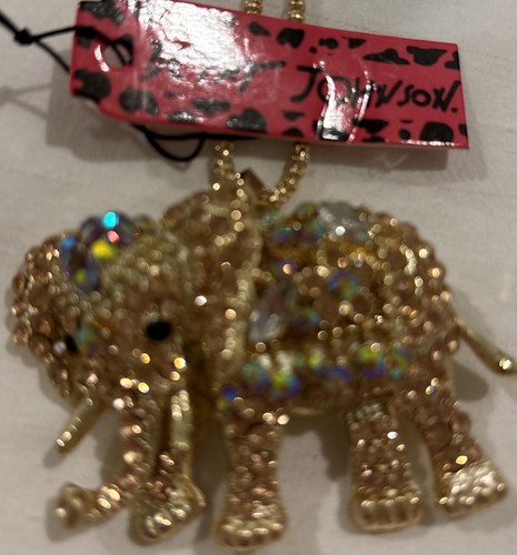 Betsey Johnson Elefant goldfarbene Kristalle Halskette neu mit Etikett - Bild 2 von 10