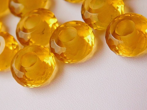 5 Pcs Of Faceted Roundel Big Hole Hydro Citrine Quartz Bracelet Beads 8x14mm - Picture 1 of 8