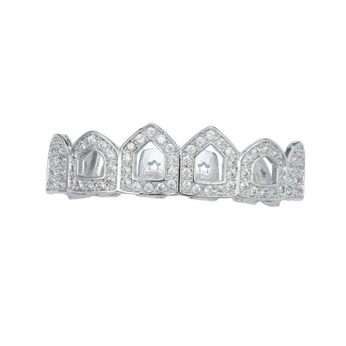 6 Zähne Grillz Set Schädel Hip Hop Zirconia Iced Bling Teeth Grillz A9367 - Bild 10 von 14