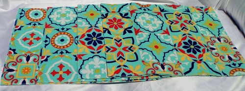 Fiesta Placemats Mexican Talavera Style Set of 4 Cotton Reversable 18W"x13H" - Picture 3 of 3