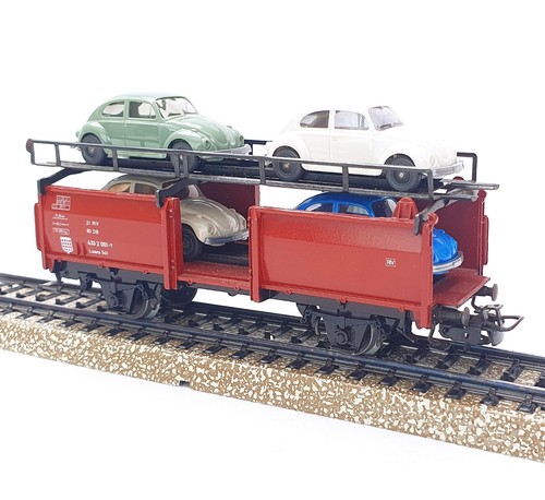 Marklin HO 1:87 DB "4x VOLSKWAGEN BEETLE" CAR TRANSPORTER WAGON 4613 MIB`80 RARE - Picture 4 of 10