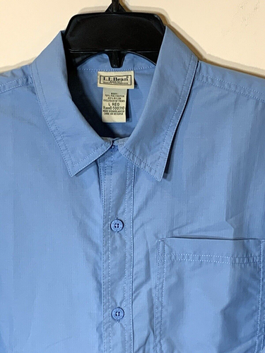 Camisa LL Bean Para Hombres Grande Azul Tejida Rendimiento Pesca Roll Tab Senderismo 500310 - Imagen 2 de 10