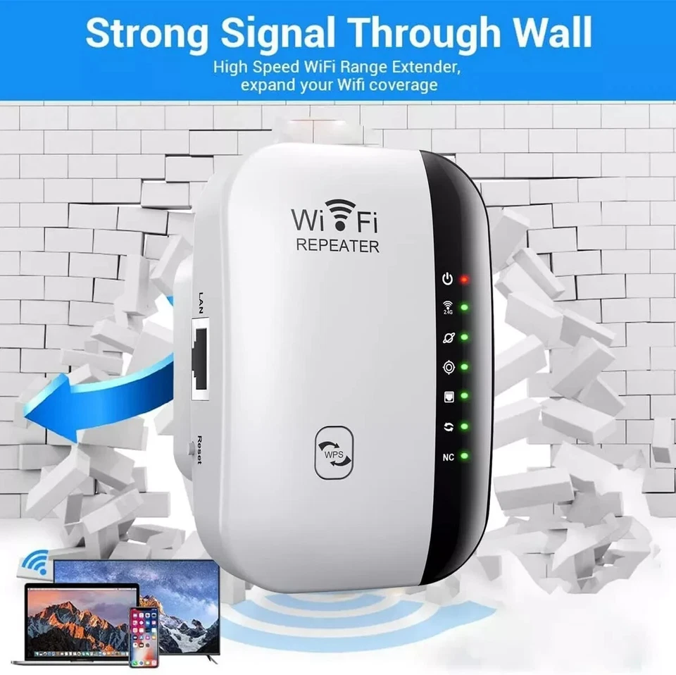 WiFi Signal Extender Range Repeater Booster Internet Amplifier 300Mbps UK Plug - Image 2 of 4