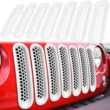 For Jeep Wrangler JK JKU Front Grill Mesh Insert Grille Trim Cover 2007-18 7PCS