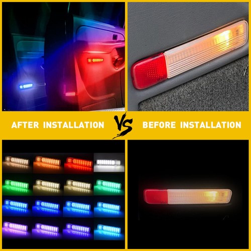 Pair LED Door Courtesy Light RGB For Cadillac Escalade Chevy Silverado 1999-2006 - Picture 3 of 19