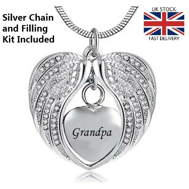 Grandpa Angel Wing Heart Cremation Urn Pendant Ashes Necklace Funeral Memorial . Grandpa Angel Wing Heart Cremation Urn Pendant Ashes Necklace Funeral Memorial .