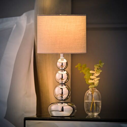 Metal Ball Design Table Lamp LED 35CM Bedside Lounge Bedroom Drum Lampshade - Picture 17 of 32