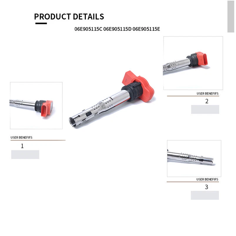 Paquete de 4 bobinas de encendido para Audi A4 A5 R8 VW Golf GTI 2.0T FSI 06E905115E Foto 2 de 4