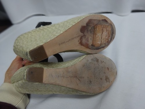 Diane Von Furstenberg Women's Patent Leather Wedges Open Toe Shoes Size 9M - Picture 7 of 12