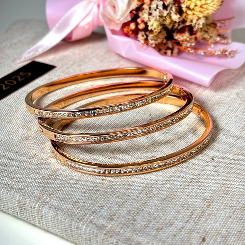 Dainty Sterling Silver Bangle Bracelet โ Classic CZ Bangle โ Stackable Bangle - Picture 11 of 12