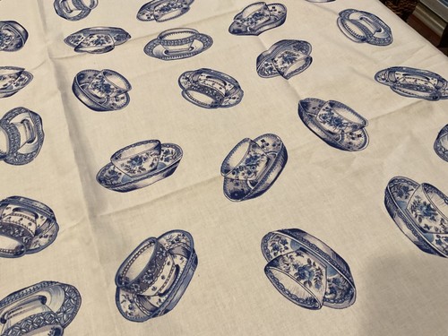 Rarität! 100% BAUMWOLLE BLAU WEISS TEETASSE UNTERTASSE MUSTER TISCHDECKE - INDIEN - 60x84 - Neu ohne Etikett! - Bild 2 von 7