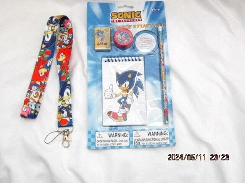 Sonic the HedgeHog Study Pencil,Note Pad,Eraser,& Pencil Sharpner&Lanyard-New! - Picture 1 of 2