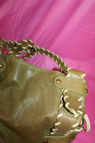 Kooba Sienna Handbag olive Green With Rope Accents And Dust Bag - Picture 8 of 12