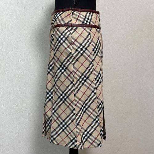 Burberry London Blue Label Pleated Skirt Nova Check Size 38 W 28inch New - Picture 3 of 10