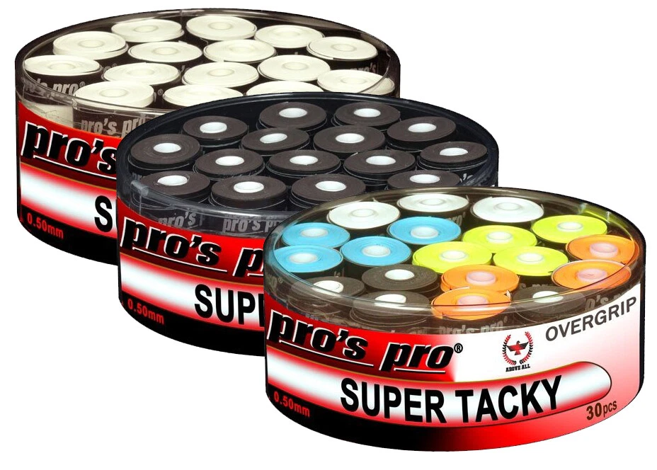 Pro's Pro Super Tacky Tennis Squash Overgriffe - Box mit 30 - Badminton - 0,5 mm
