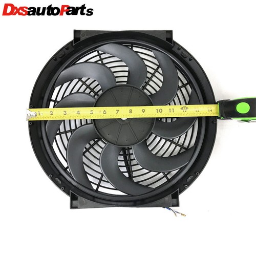 14" INCH S Blade SLIM ELECTRIC RADIATOR FAN PULLER HIGH POWER MOTOR 1750 CFM - Foto 3 di 4