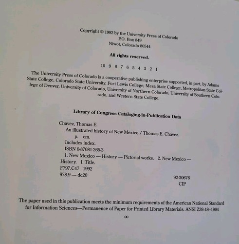 SIGNED An Illustrated History of NEW MEXICO - Chavez, Thomas E. 1992 HC | DJ - Picture 2 of 8