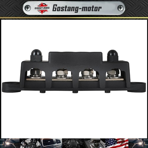 4 Post Busbar Bus Bar Power Distribution Block 12V 250A With Cover 5/16" Black - Foto 1 di 9