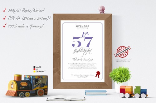 Hochzeitstag Geschenk Urkunde 1-80 Hochzeitstag Ehejubiläum wählbar - Bild 402 von 567