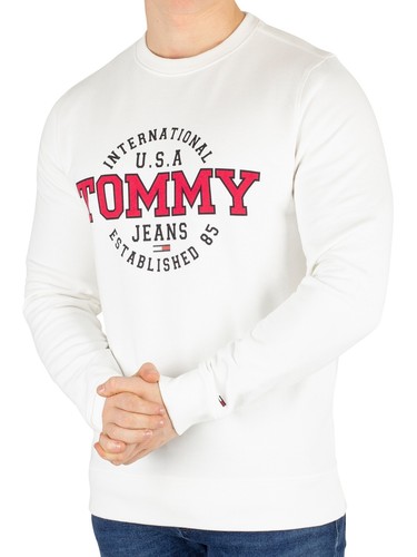 Tommy Classique Blanc Jeans Sweat Homme Circulaire Graphique 8qx8rwZtH