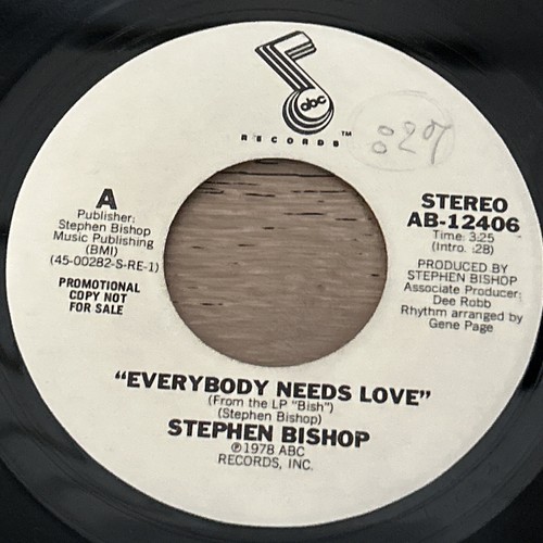 Stephen Bishop "Everybody Needs Love" Promo 45 mono/stereo versions Near Mint NM - Picture 4 of 4