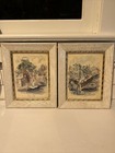 Set of 2 Pictures Romantic Gold Accent Frames French Scene Signed Prints Vintage