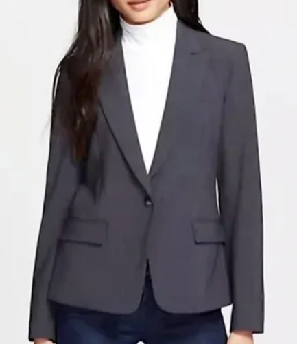Theory Blazer Gabe B 2 Urban Womens SZ12 Charcoal Grey Virgin Wool Blend Jacket